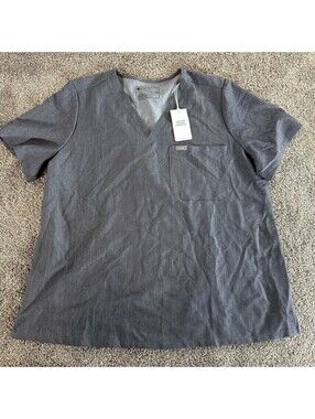 NEW FIGS Women's Gray Catarina One-Pocket Scrub Top Shirt - XXL